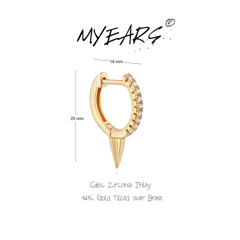 MYEARS Women Spike Earrings Gold Huggie Hoop Ear Stud Cuff Cubic Zirconia 14K Small Simple Hypoallergenic Everyday Jewelry 1 - Image 5